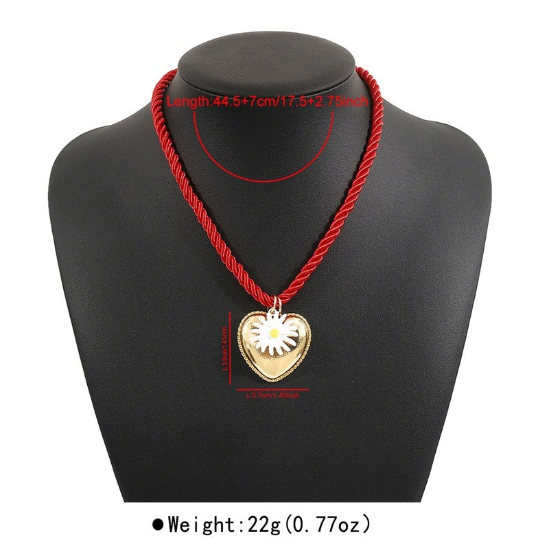 Colorful Rope Heart Sun Pendant Necklace