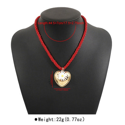 Colorful Rope Heart Sun Pendant Necklace