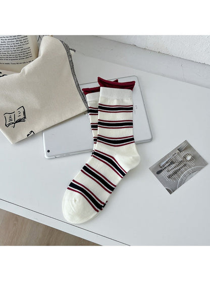 Rufia - Color-Block Crew Socks - Trendy &amp; Seamless
