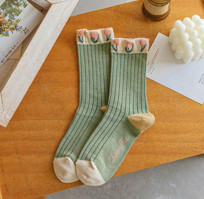 Rufia - Tulip Pattern Crew Socks
