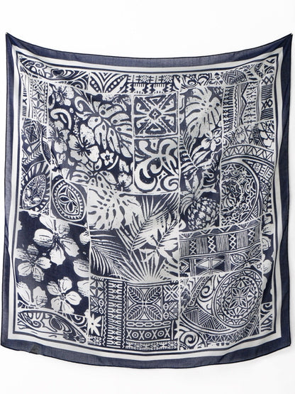 Scarvii - Ethnic Print Polyester Square Scarf Shawl