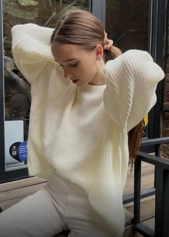 Round Neck Loose Knit Sweater For Women