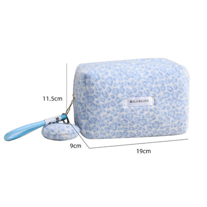 Fuzzy Leopard Print Portable Storage Bag