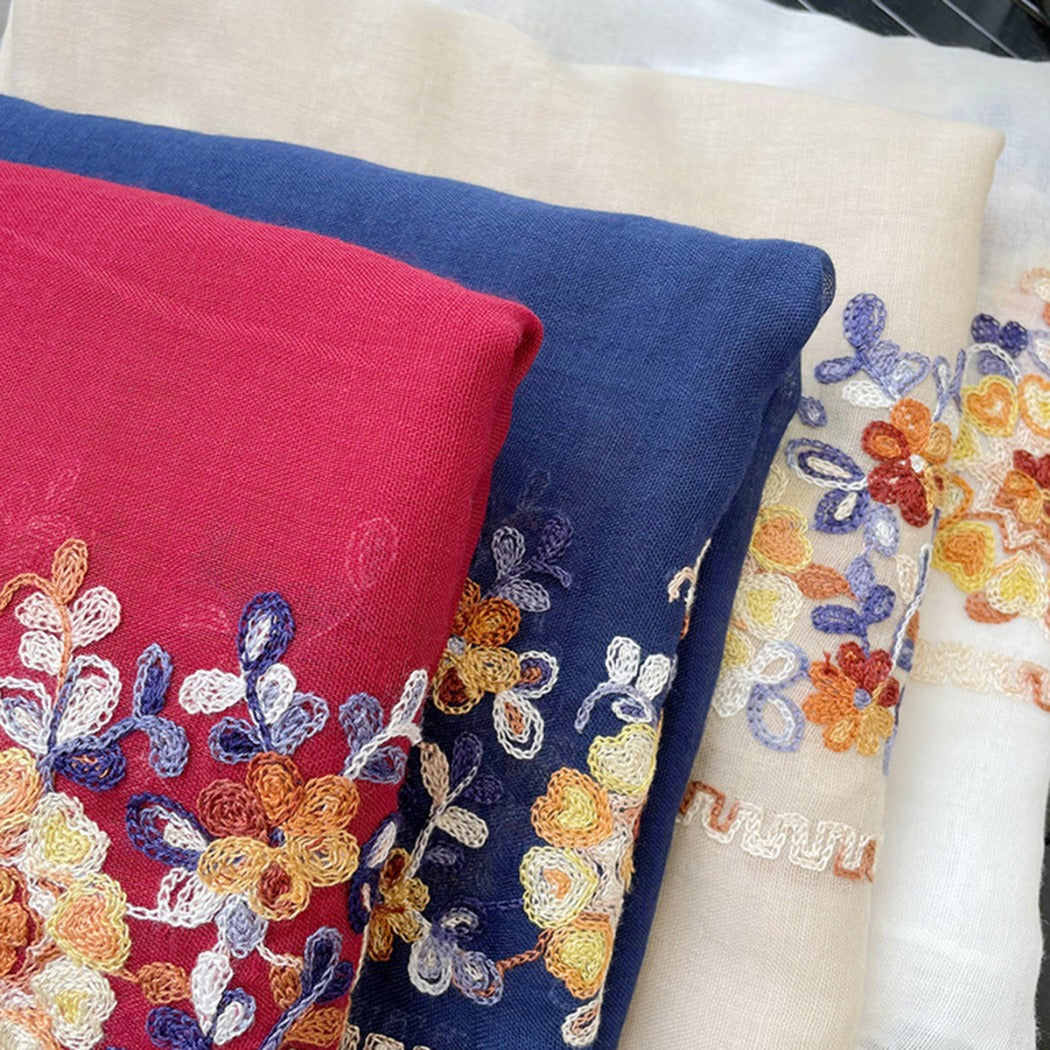 Scarvii - Boho Embroidered Floral Scarf - Soft &amp; Charm