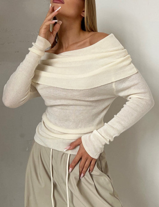 Off Shoulder Sexy Solid Color Knit Top