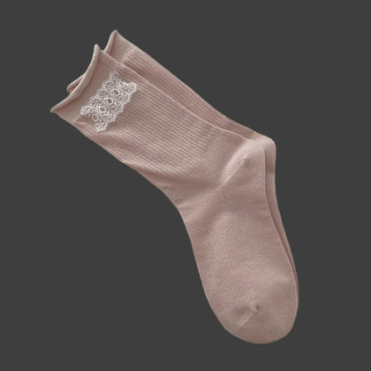Rufia - Ruffle-Trim Floral Crew Socks