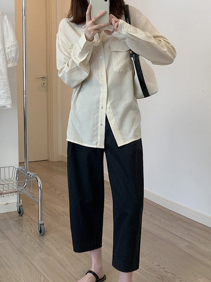 High Waisted Loose Solid Color Casual Pants Bottoms