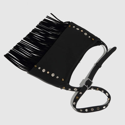 Cosbai - Boho Punk Fringe Shoulder Bag - Blod &amp; Classic