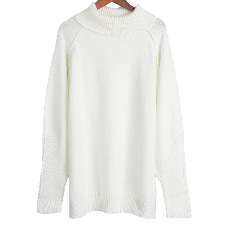 Knit Turtleneck Solid Color Casual Sweater