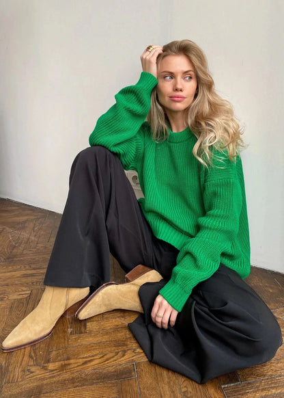 Round Neck Oversized Sweater Soft Fabric