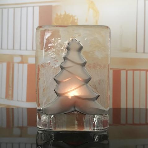 Pinetree Glass Candle Holder Xmas   Christmas