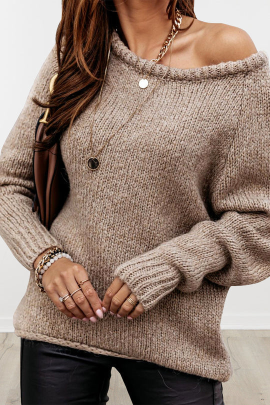Women  Ribbed Knitted Oversized Pullover Sweater