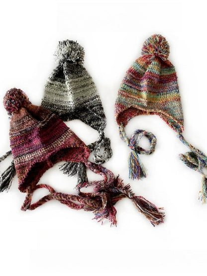 Haila - Women’s Colorblock Knit Earflap Beanie