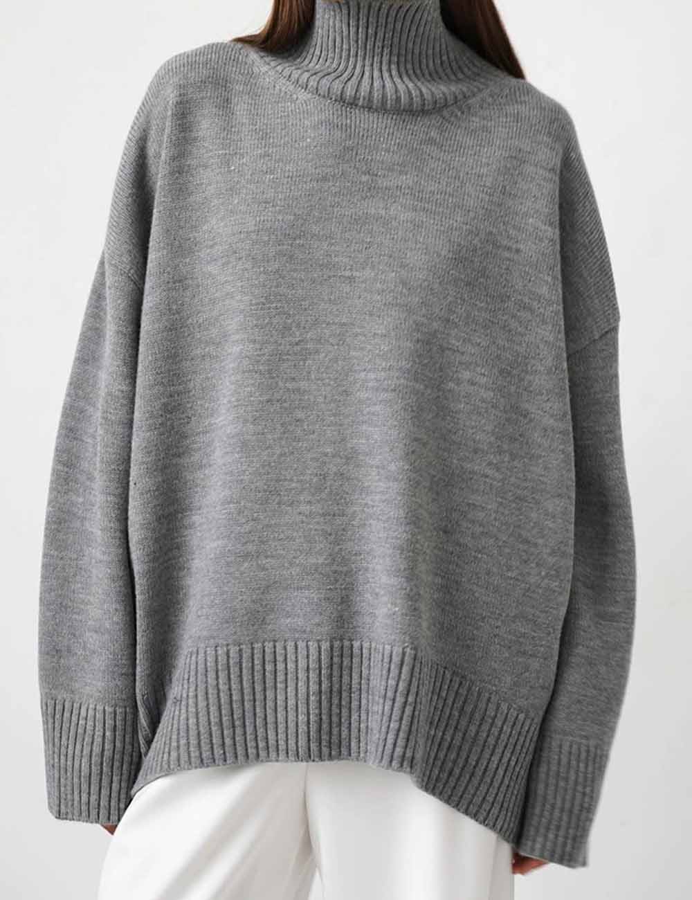 Casual High Neck Solid Color Pullover Sweater