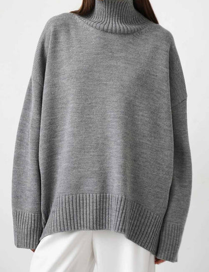Casual High Neck Solid Color Pullover Sweater