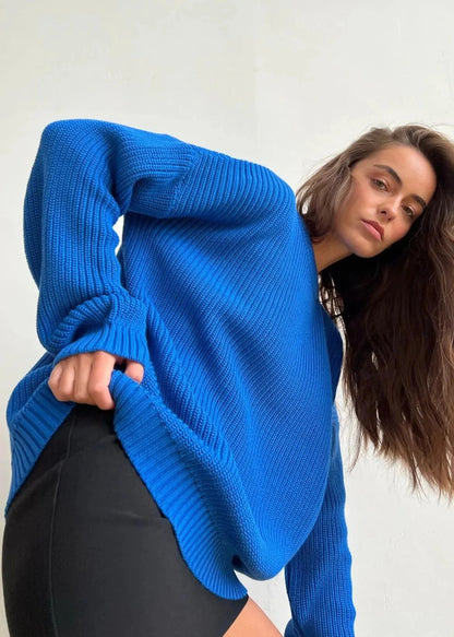 Round Neck Oversized Sweater Soft Fabric