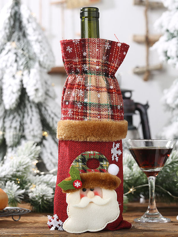 Christmas Checkered Split-Joint Wine Bags