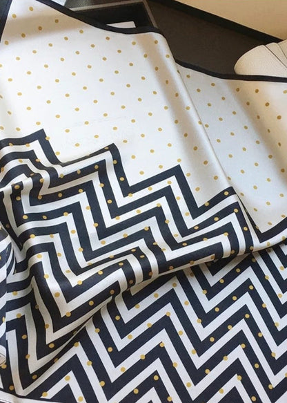 Silk Square Scarf Polka Dot Chevron Design