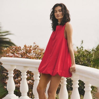 Sleeveless Hollow Lace Up Skirt