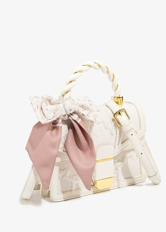 Mini Top Handle Bag Polyurethane Faux Leather Lace Detail