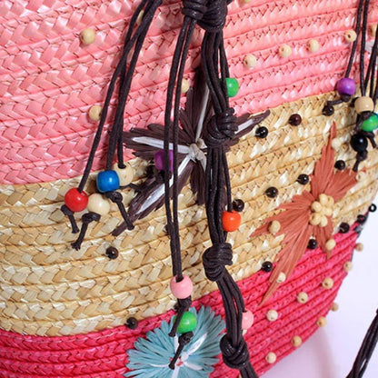 Bohemia Starfish Embroidery Seaside Holiday Beach Straw Shoulder Bag