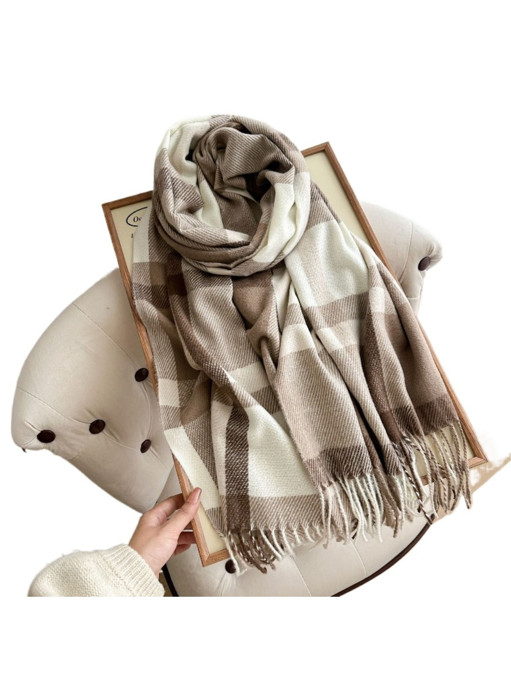 Scarvii - Colorblock Plaid Winter Scarf for Women