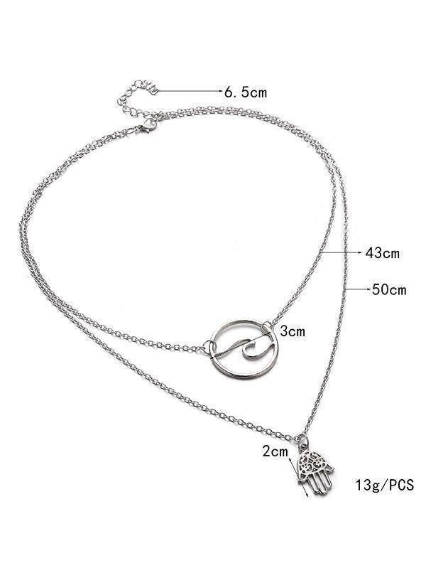 Fashion Alloy Palm Wave Multi-Layer Necklace