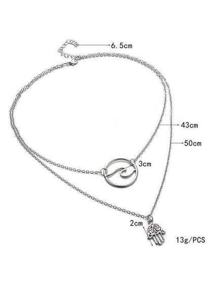 Fashion Alloy Palm Wave Multi-Layer Necklace
