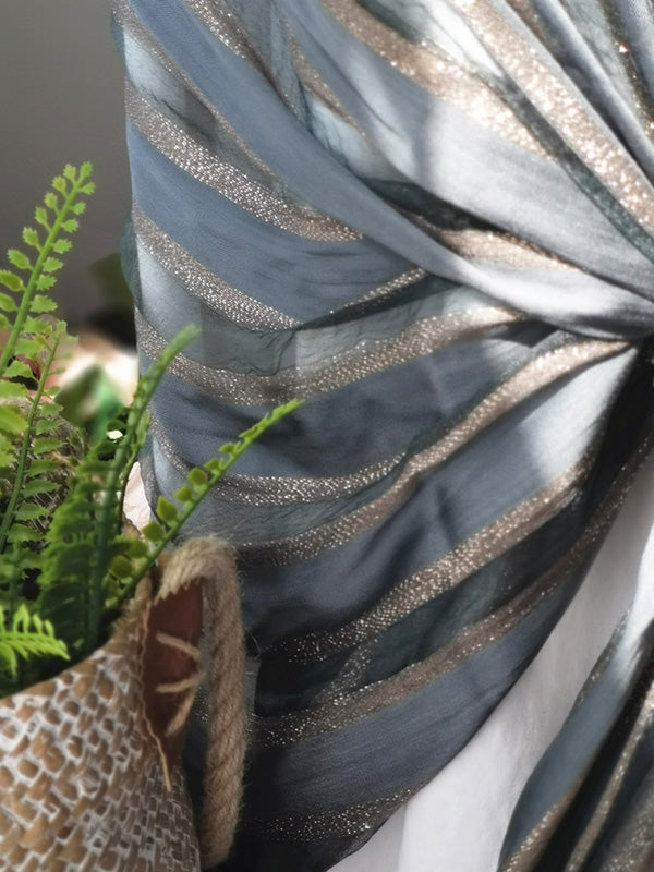 Contrast Colors Striped Light Maturity Silk Scarf&Shawl