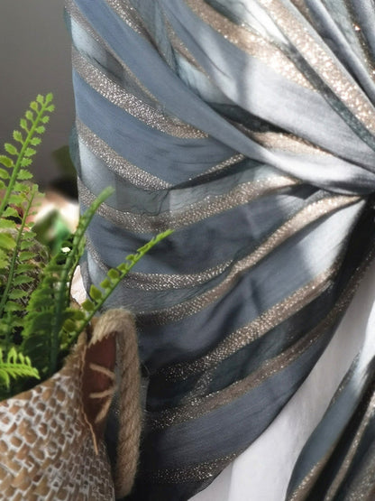 Contrast Colors Striped Light Maturity Silk Scarf&Shawl