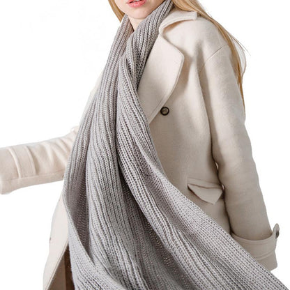 Trendy Warm Solid Color Knit Long Scarf