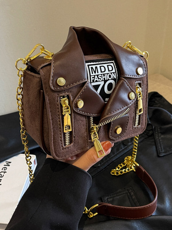 Chains Geometric Zipper Bags Crossbody Bags Handbags