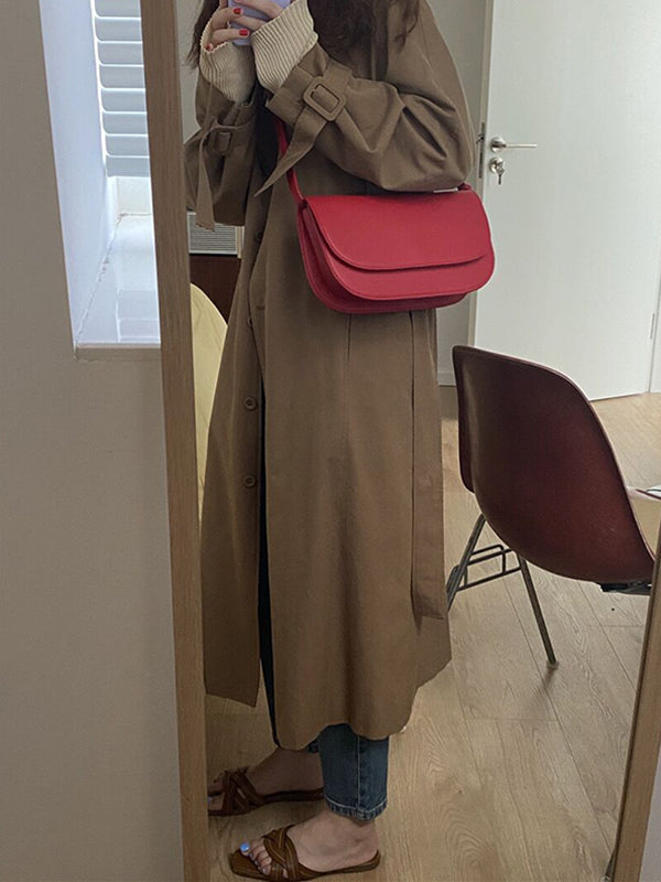 Urban PU Split-Joint Burgundy Shoulder Bag