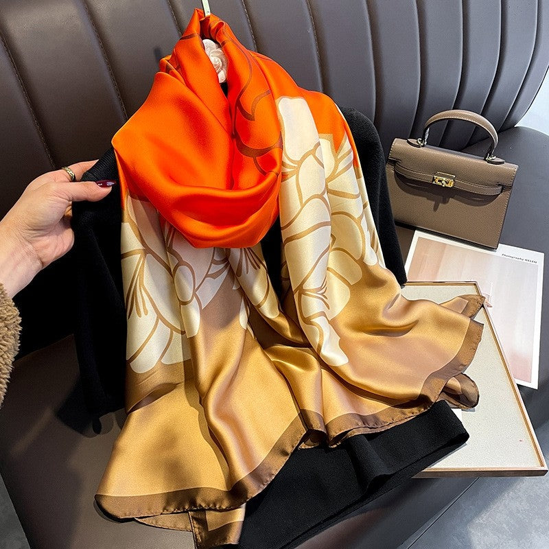 Long Printed Silk Scarf