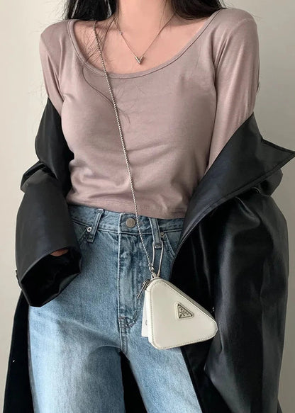 Black PU Leather Trench Coat Double Breasted Style
