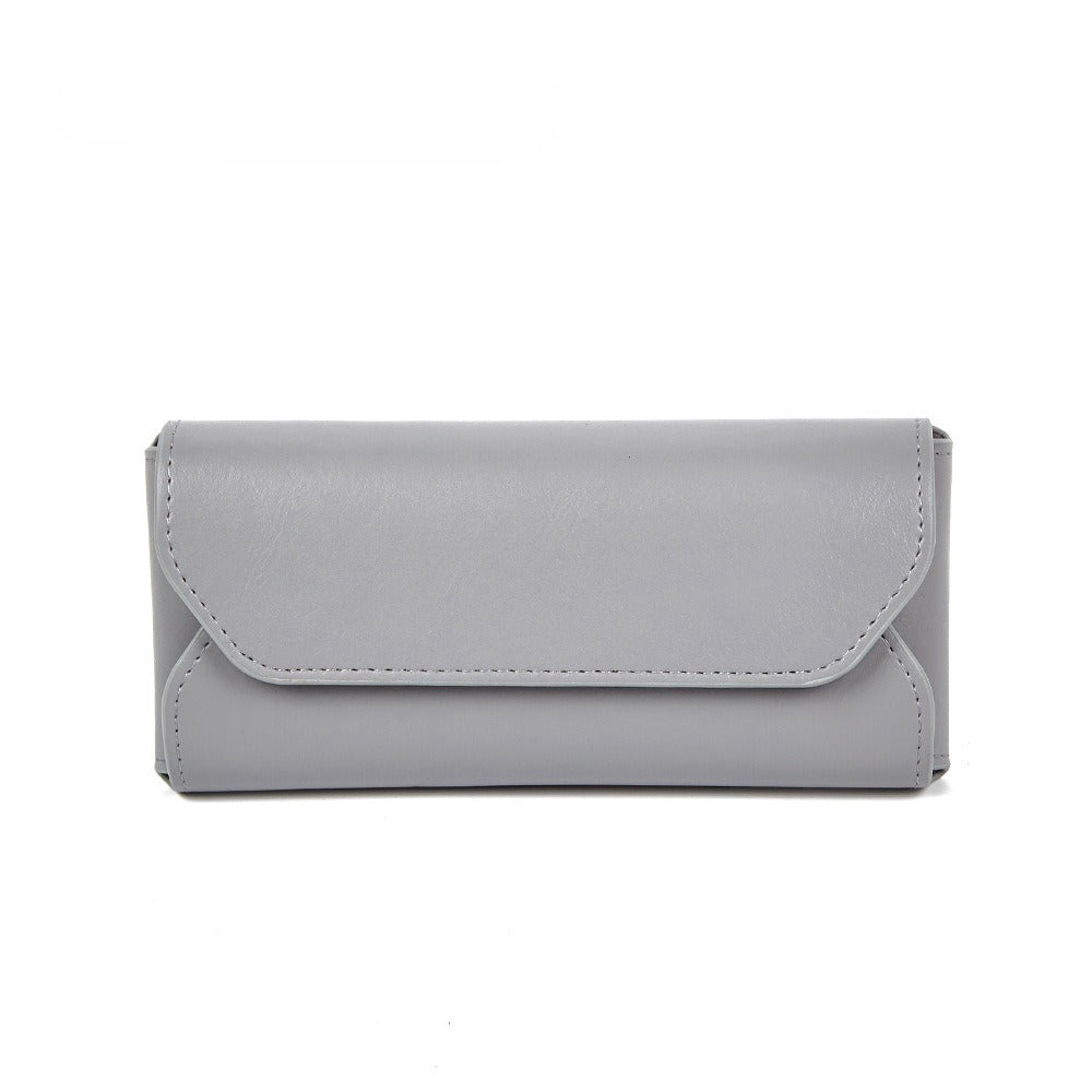 Leather Solid Color Protective Eyeglasses Case