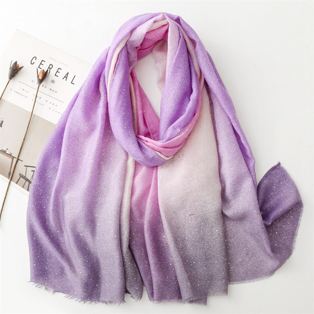 Scarvii - Gold Dotted Gradient Colorblock Scarf
