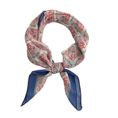 Haila - 20" Floral Print Square Scarf Bandana - Vintage &amp; Classic