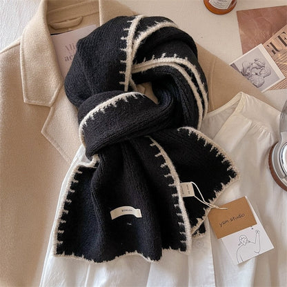 Color Blocking Lock Edge Knitted Scarf