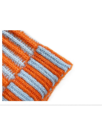 Haila - Color-block Striped Cuffed Knitted Beanie - Warm &amp; Stylish