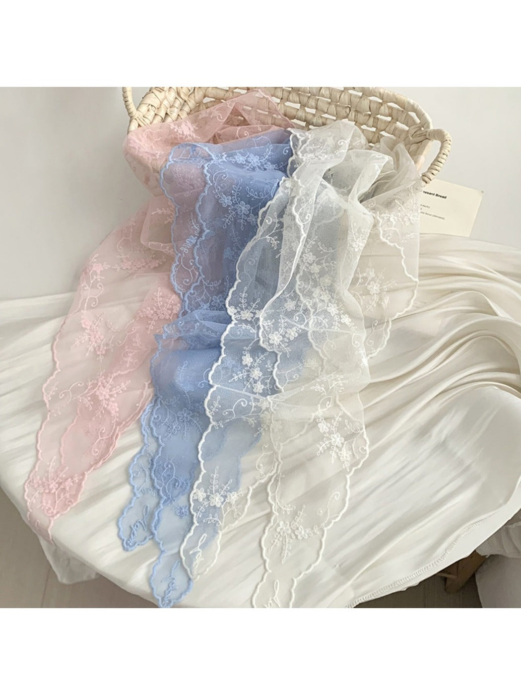 Scarvii - Sweet Lace Sheer Triangle Scarf - Feminine &amp; Delicate