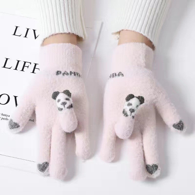 Bear Jacquard Knit Gloves