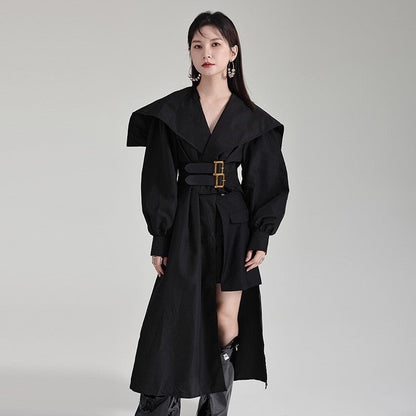Solid Color Dress With Large Lapel