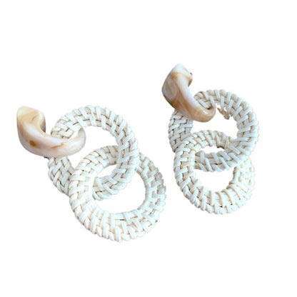Earwish - Double Hoop Rattan Earrings - Boho &amp; Unique
