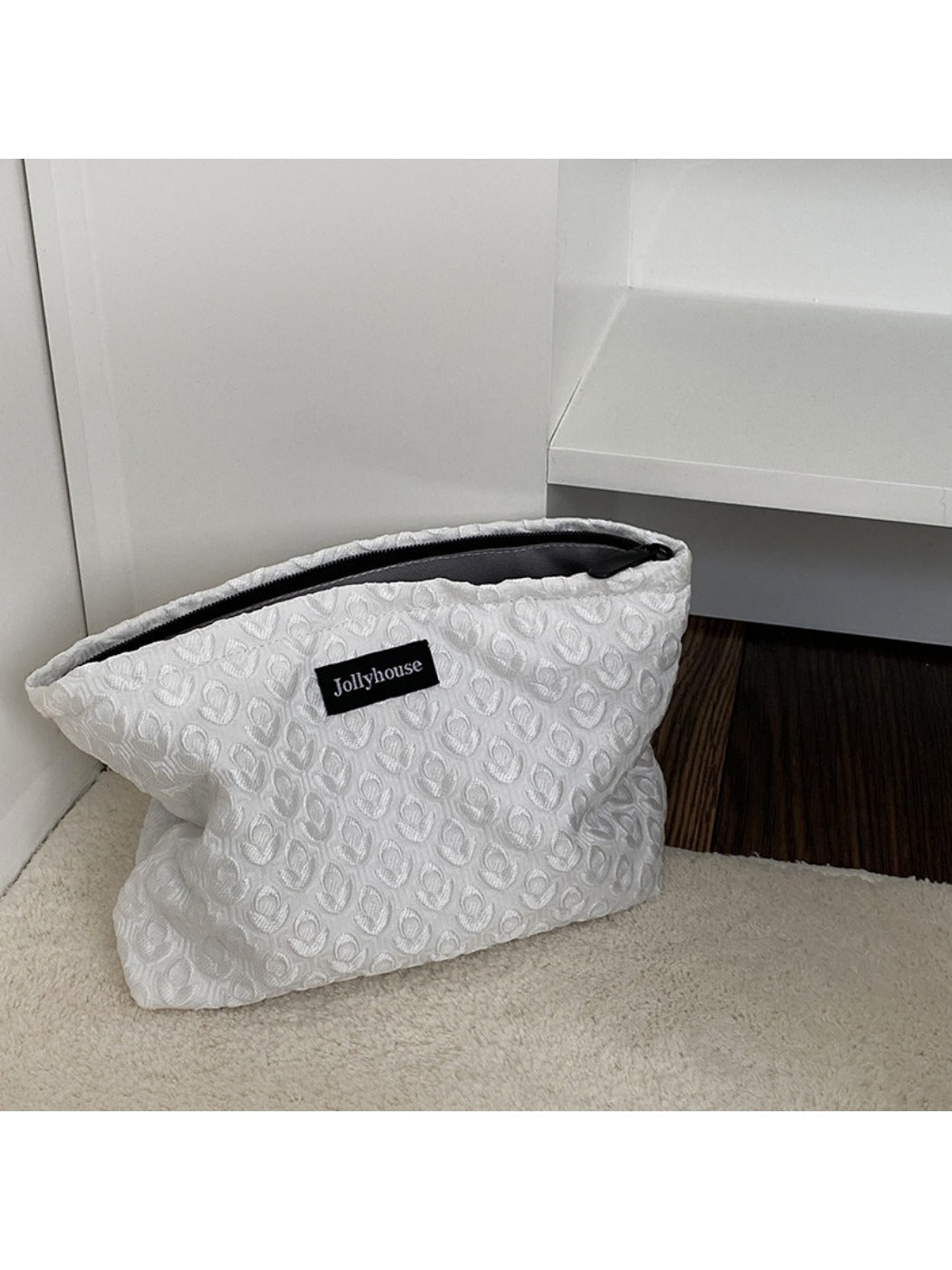 Cosbai - Simple Plant-Print Zipper Pouch - Compact &amp; Stylish