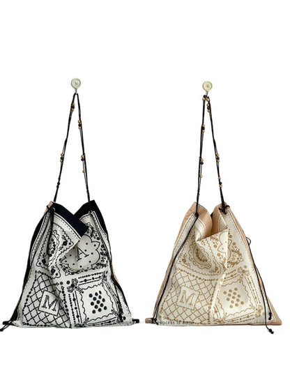 Cosbai - Boho Shoulder Bag Featuring Dual-sided Prints