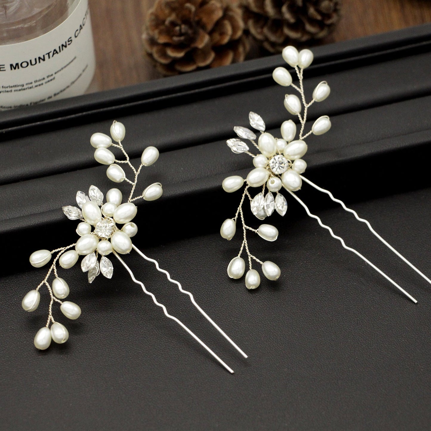Handmade Pearl Crystal U-Shaped Hairpin Bridal Hair Accessory