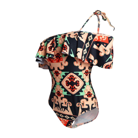 Cape Printed One-Piece Swimsuit Bikini