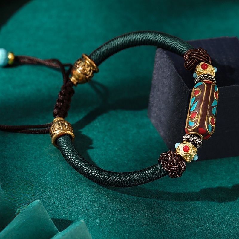 Dragon Knot Hand Woven Bracelet Bohemian Women'S Vintage Brass Ethnic Hand Rope Bracelet