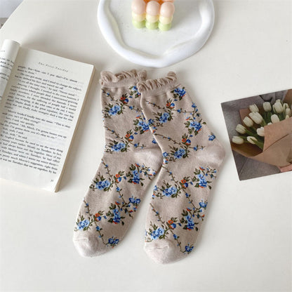 Rufia - Vintage Floral Lace Pattern Socks